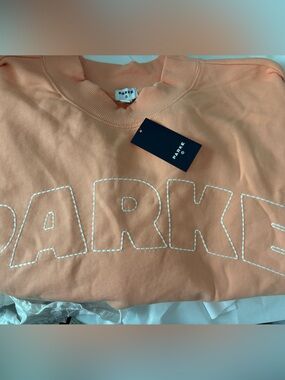 PARKE x Target Women's Mockneck Pullover Sweatshirt Peach Orange